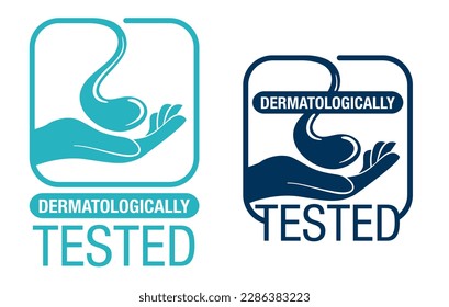 Dermatologically tested compound for cosmetics - water drop and hand - square skincare icon