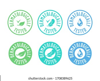 Dermatologically tested emblems set. Dermatology icons collection. Vector illustration.