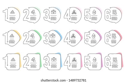 Dermatologically tested, First aid and Skin care line icons set. Infographic timeline. Capsule pill, Medical tablet and Fair trade signs. Organic, Medicine kit, Face cream. Medicine drugs. Vector