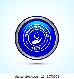 Dermatologically tested icon design, dermatology test and dermatologist clinic icon, Blue Color Round Button Design