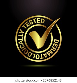 Dermatologically tested icon design, dermatology test and dermatologist clinic icon in gold color style