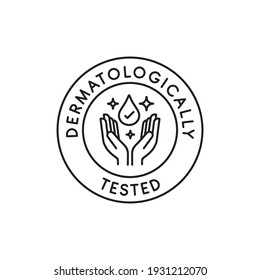 Dermatologically tested icon in line style vector label with water drop,  hand with water logo. Dermatology test and dermatologist clinic icon, business concept allergy free and healthy  - Shutterstock ID 1931212070