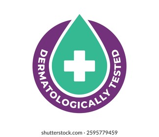 Dermatologically Tested Label with Green Teardrop High Quality Vectorial Stock Graphic