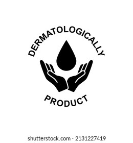 Dermatologically tested label icon  in black flat glyph, filled style isolated on white background