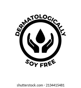 Dermatologically tested label icon  in black flat glyph, filled style isolated on white background