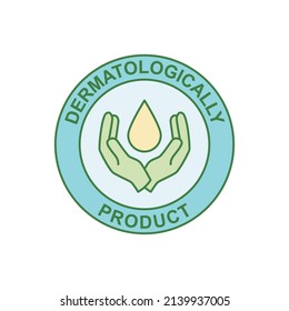 Dermatologisch getestete Etikettensymbol auf Farbsymbol einzeln auf weißem Hintergrund 