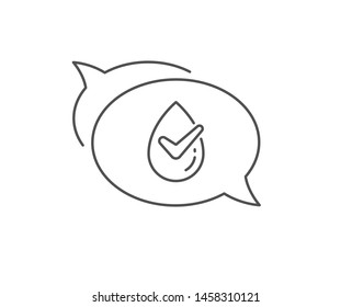 Dermatologically tested line icon. Chat bubble design. Organic approved sign. No synthetic symbol. Outline concept. Thin line dermatologically tested icon. Vector