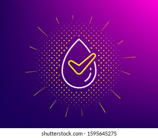 Dermatologically tested line icon. Halftone pattern. Organic approved sign. No synthetic symbol. Gradient background. Dermatologically tested line icon. Yellow halftone pattern. Vector