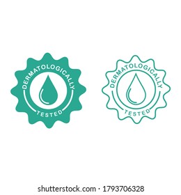 Dermatologically tested logo design template illustration.this is logo vector label with water drop, and hand logo. Suitable for product label.