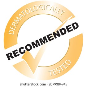 Dermatologically tested logo gold on white background