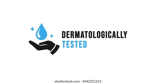 Dermatologisch getestetes Logo oder dermatologisch getesteter Etikettenvektor isoliert. Bestes dermatologisch getestetes Logo für Produktverpackungs-Designelement. Dermatologisch getestetes Etikett für Verpackungen.