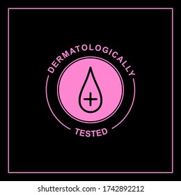 Dermatologically tested logo. Vector water drop icons of hypoallergenic package label