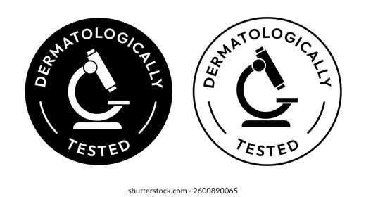 Dermatologically tested set icon. Dermatology, dermatologist, clinically proven, allergy free, laboratory tested, lab, label, logo, badge, symbol, vector. Paraben Free label product packaging design.