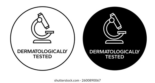 Dermatologically tested set icon. Dermatology, dermatologist, clinically proven, allergy free, laboratory tested, lab, label, logo, badge, symbol, vector. Paraben Free label product packaging design.