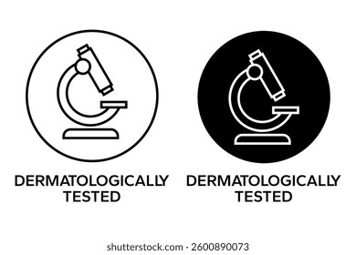 Dermatologically tested set icon. Dermatology, dermatologist, clinically proven, allergy free, laboratory tested, lab, label, logo, badge, symbol, vector. Paraben Free label product packaging design.