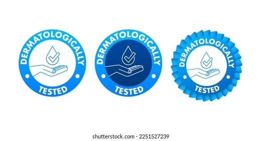 Dermatologically tested sign, label. Safe personal hygiene product. Vector stock illustration