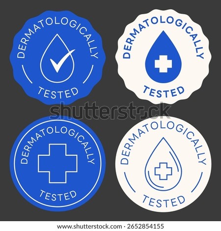 Dermatologically Tested Stamp. Set of Dermatologically Tested Signs. Vector Design Badges