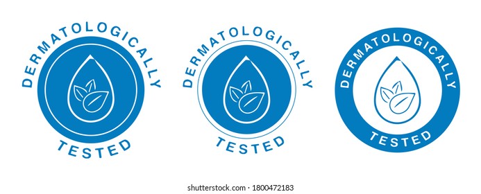 Dermatologically tested vector label est and dermatologist clinically proven icon for allergy free and healthy safe product package tag
