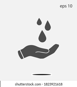 Dermatologically tested vector label with water drop and hand logo. Dermatology test and dermatologist clinically proven icon for allergy free and healthy safe product package tag. eps 10