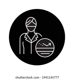 Dermatologist black glyph icon. Subject matter expert. Pictogram for web page, mobile app, promo. UI UX GUI design element. Editable stroke.