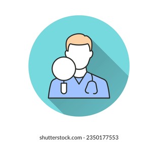 Dermatologist flat icon. Simple illustration with long shadow for graphic and web design.