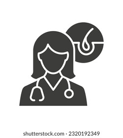 Icono de glifo dermatólogo. Ilustración vectorial aislada en blanco.
