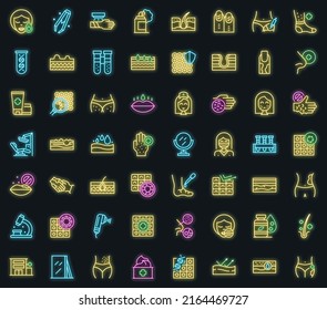 Dermatologist icons set outline vector. Dry psoriasis. Skin acne vector neon
