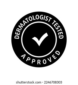 Dermatologist tested approved round stamp. Vector stock illustration isolated on white background. EPS10