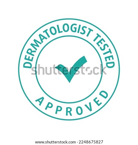 Dermatologist tested approved round stamp. Vector stock illustration isolated on white background. EPS10