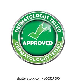 Dermatologist Tested - vector circle stickers for skin care products. Suitable for sensitive skin. Print colors used
