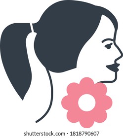 dermatologist Vector Icon Concept, Teeenage Girl Face with a Flower Design, Beauty and cosmetic products Symbol on White background