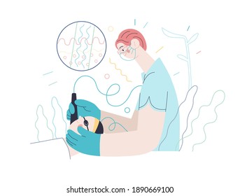 Dermatology, Cosmetology -medical Insurance Illustration -modern Flat Vector Concept Digital Illustration Of A Dermatologist Carrying Out The Procedure Of Laser Treatment, Medical Office Or Laboratory