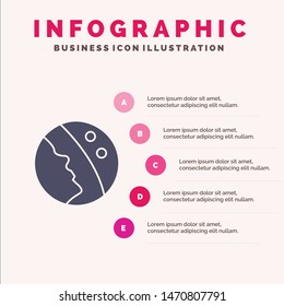 Dermatology, Dry Skin, Skin, Skin Care Solid Icon Infographics 5 Steps Presentation Background. Vector Icon Template background