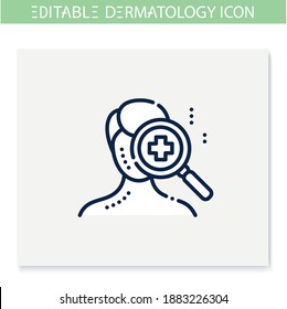 Dermatology line icon. Skincare, cosmetology, medicine. Skin problems, dermatologic diseases treatment. Health and beauty concept. Isolated vector illustration. Editable stroke 