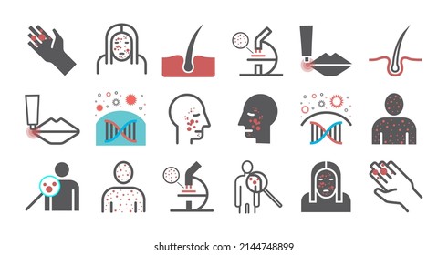 Dermatology. Line icons set. Vector signs for web graphics.