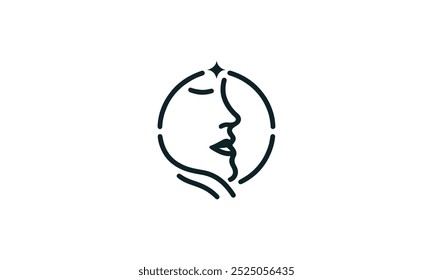 Dermatology logo design, vector symbol for natural beauty body and face care, natural beauty face care vector symbol