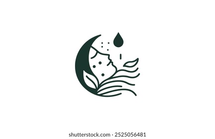 Design de logotipo dermatológico, símbolo vetorial para beleza natural corpo e cuidado facial, beleza natural face cuidado símbolo vetorial
