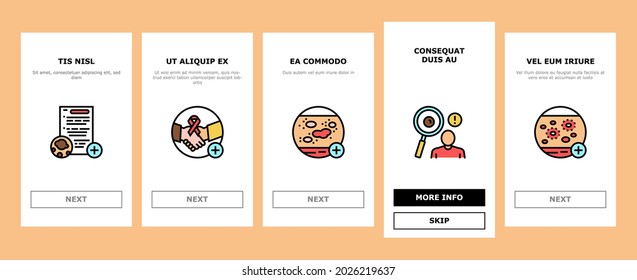 Dermatology Problem Onboarding Mobile App Page Screen Vector. Dermatology Disease Clinic Treatment And Photodynamic Therapy Psoriasis And Acne Hospital Illustrations