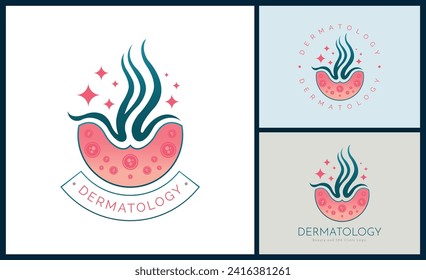 Dermatology skin care clinic and medicine beauty salon and spa logo template design