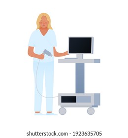 Dermatoscopy. Skin Cancer Screening. Medical Equipment. Medical Specialist. Modern Flat Vector Illustration.