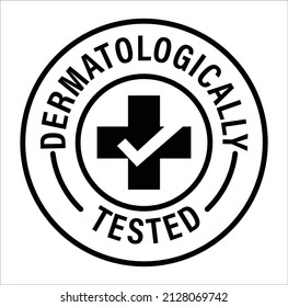 dermetologically tested vector icon with cross and tick mark, black in color. skin care