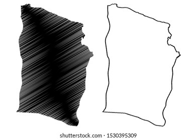 Derna District (Districts of Libya, State of Libya, Cyrenaica) map vector illustration, scribble sketch Derna map