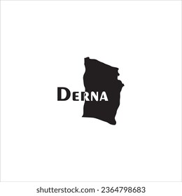 Derna map and black letter design on white background