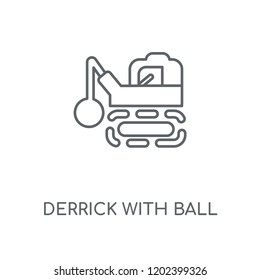 Derrick with Ball linear icon. Derrick with Ball concept stroke symbol design. Thin graphic elements vector illustration, outline pattern on a white background, eps 10.