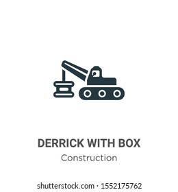 Derrick with box vector icon on white background. Flat vector derrick with box icon symbol sign from modern construction collection for mobile concept and web apps design.