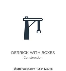 Derrick with boxes icon vector. Trendy flat derrick with boxes icon from construction collection isolated on white background. Vector illustration can be used for web and mobile graphic design, logo, 