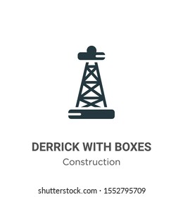Derrick with boxes vector icon on white background. Flat vector derrick with boxes icon symbol sign from modern construction collection for mobile concept and web apps design.