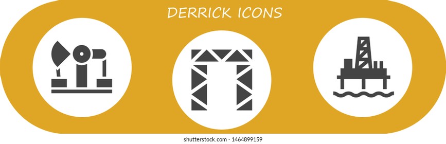 derrick icon set. 3 filled derrick icons.  Simple modern icons about  - Derrick, Rigging, Oil pump