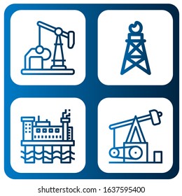 derrick icon set. Collection of Oil well, Pumpjack, Oil rig icons