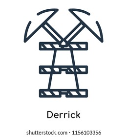 Derrick icon vector isolated on white background, Derrick transparent sign , thin symbols or lined elements in outline style